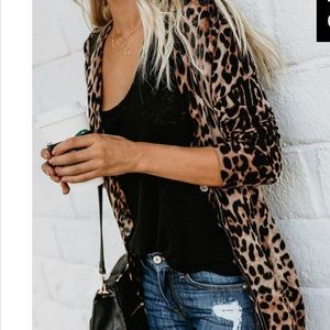 Leopard print button casual lightweight cardigan